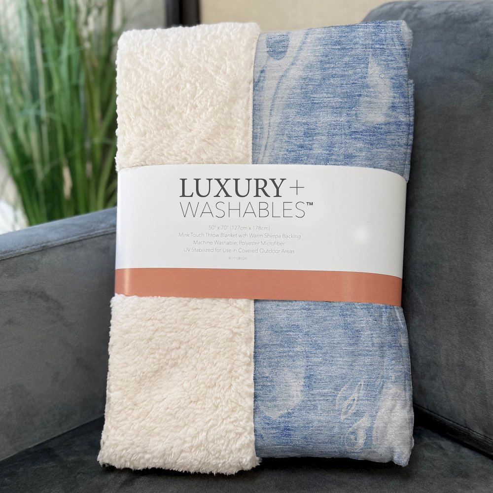 Premium Machine Washable ASB682 Sky 50" x 70" Sherpa Throw Blanket. Picture 3