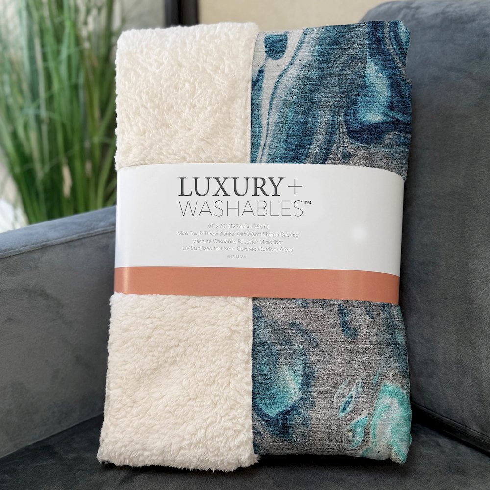Premium Machine Washable ASB682 Teal 50" x 70" Sherpa Throw Blanket. Picture 3