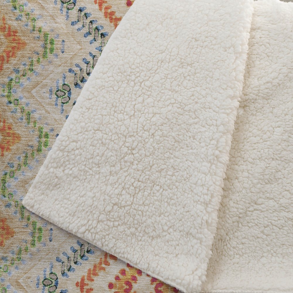 Premium Machine Washable ASB683 Beige 50" x 70" Sherpa Throw Blanket. Picture 2