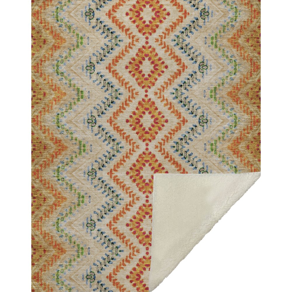 Premium Machine Washable ASB683 Beige 50" x 70" Sherpa Throw Blanket. Picture 1