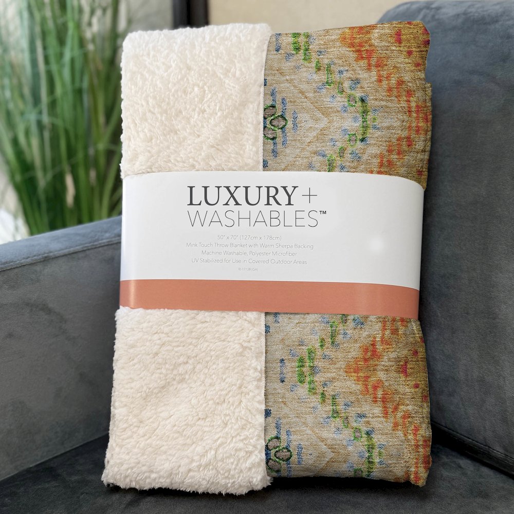 Premium Machine Washable ASB683 Beige 50" x 70" Sherpa Throw Blanket. Picture 3