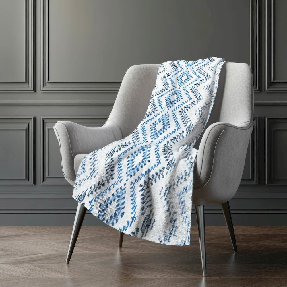 Premium Machine Washable ASB684 Blue 50" x 70" Sherpa Throw Blanket. Picture 5