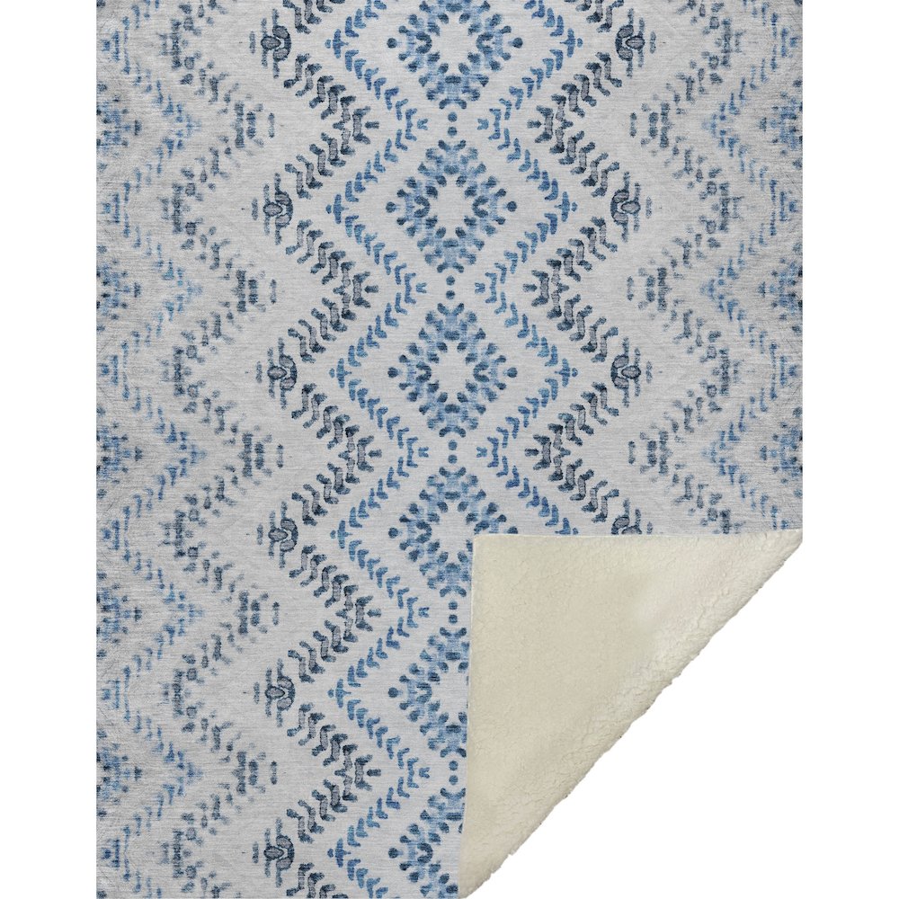 Premium Machine Washable ASB684 Blue 50" x 70" Sherpa Throw Blanket. Picture 1