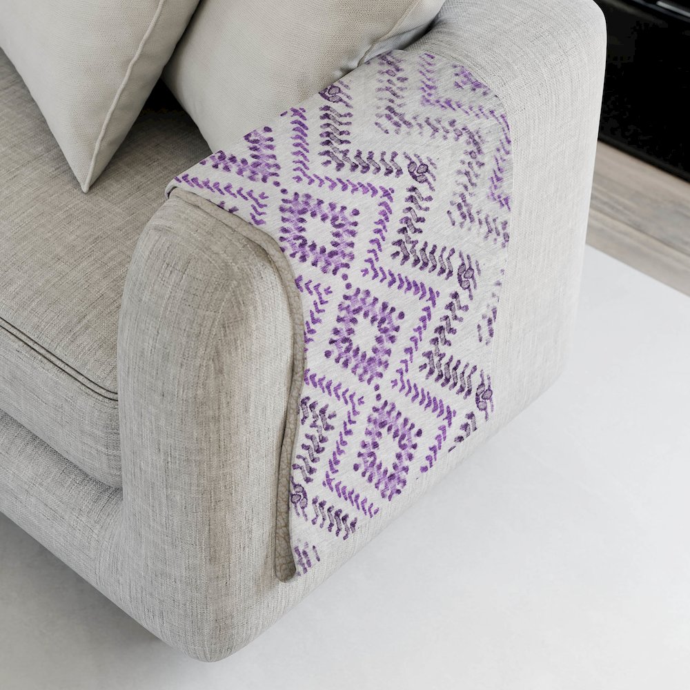 Premium Machine Washable ASB684 Purple 50" x 70" Sherpa Throw Blanket. Picture 4