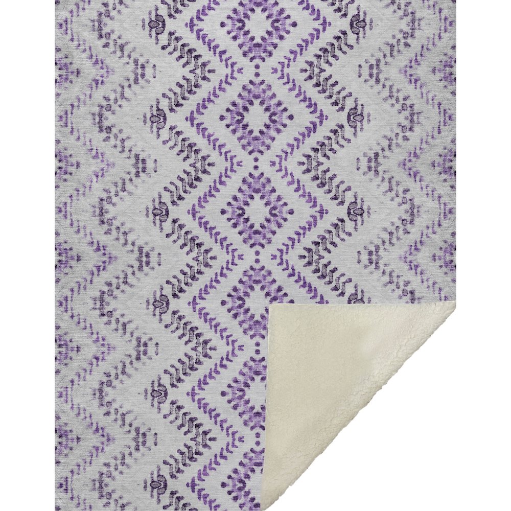 Premium Machine Washable ASB684 Purple 50" x 70" Sherpa Throw Blanket. Picture 1