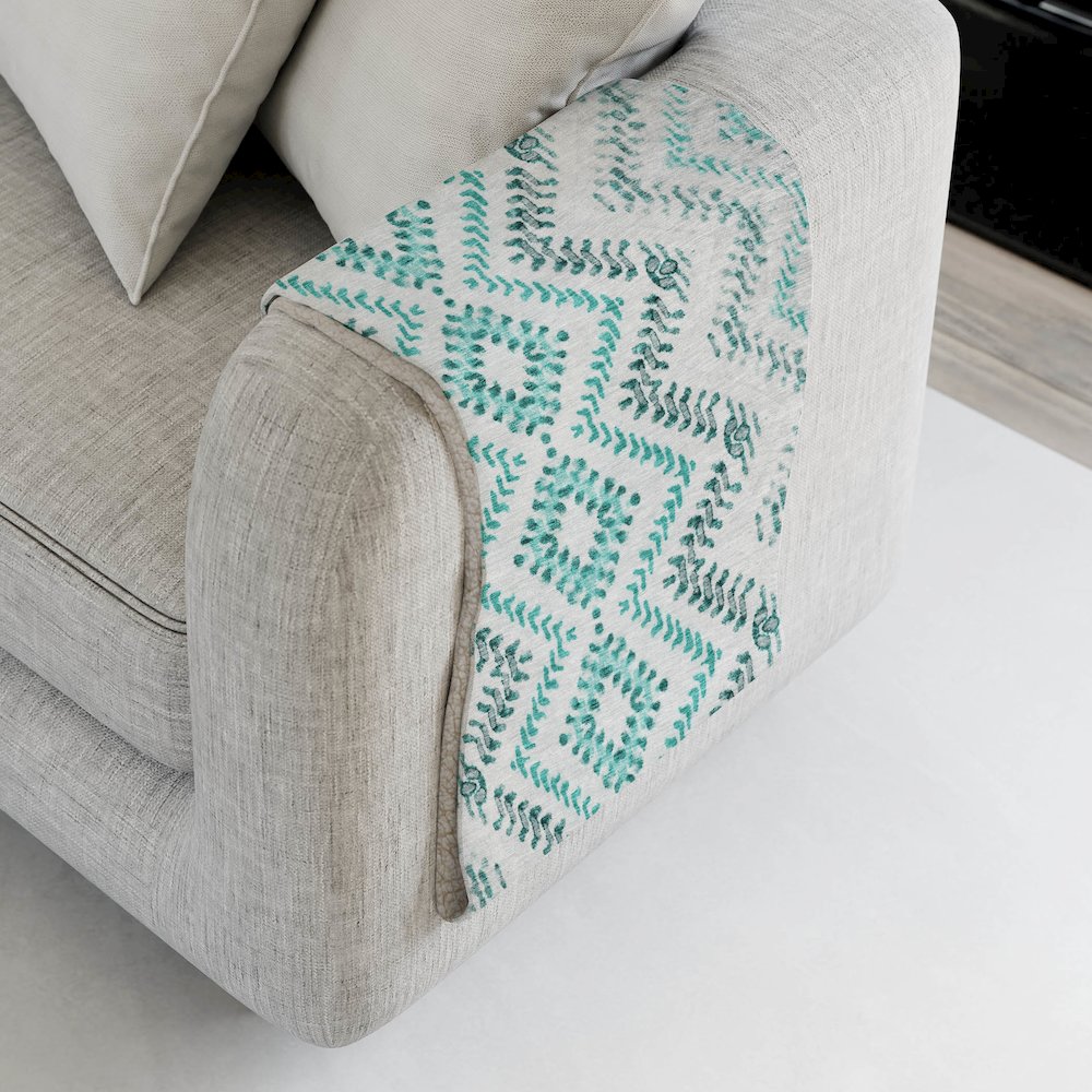 Premium Machine Washable ASB684 Teal 50" x 70" Sherpa Throw Blanket. Picture 4