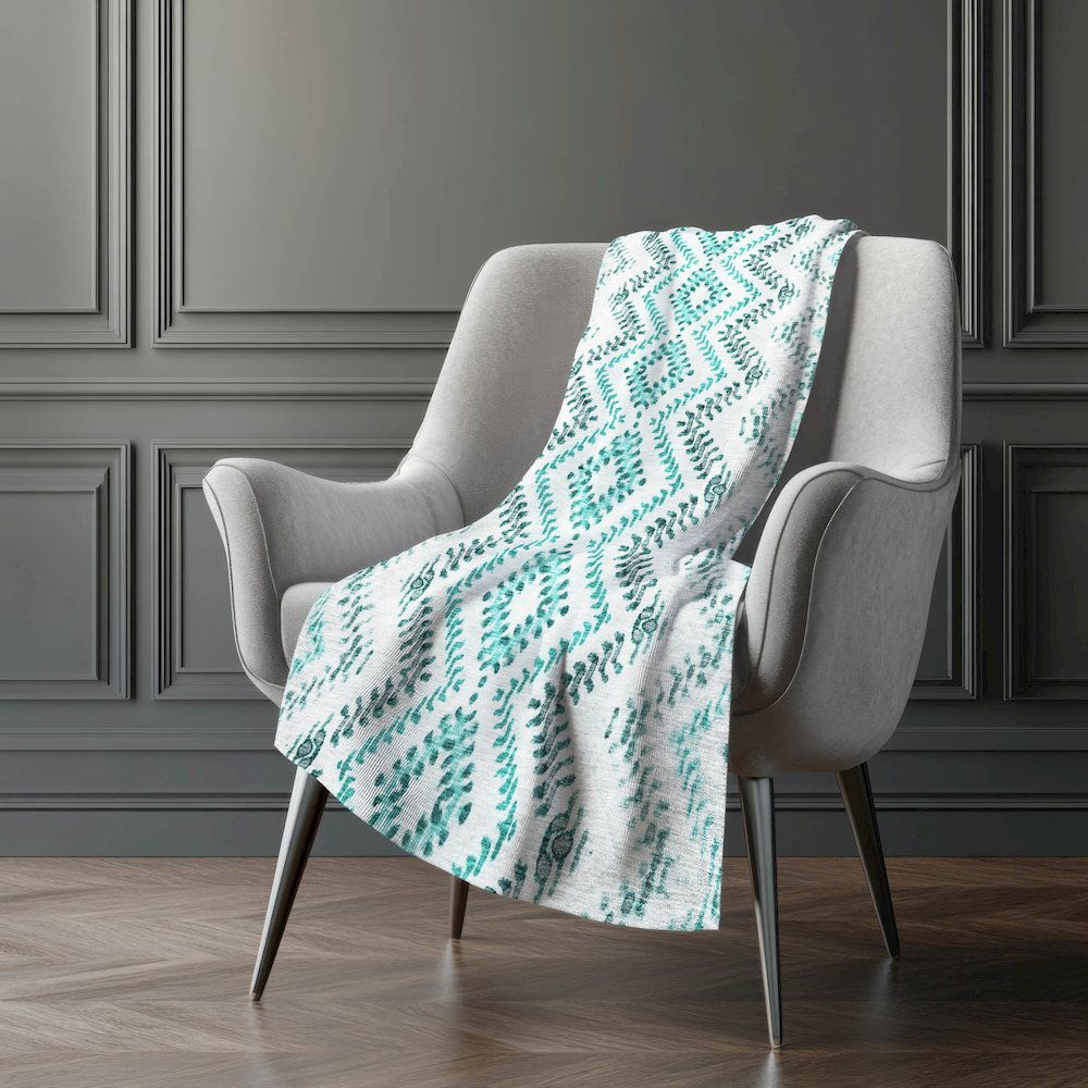 Premium Machine Washable ASB684 Teal 50" x 70" Sherpa Throw Blanket. Picture 5