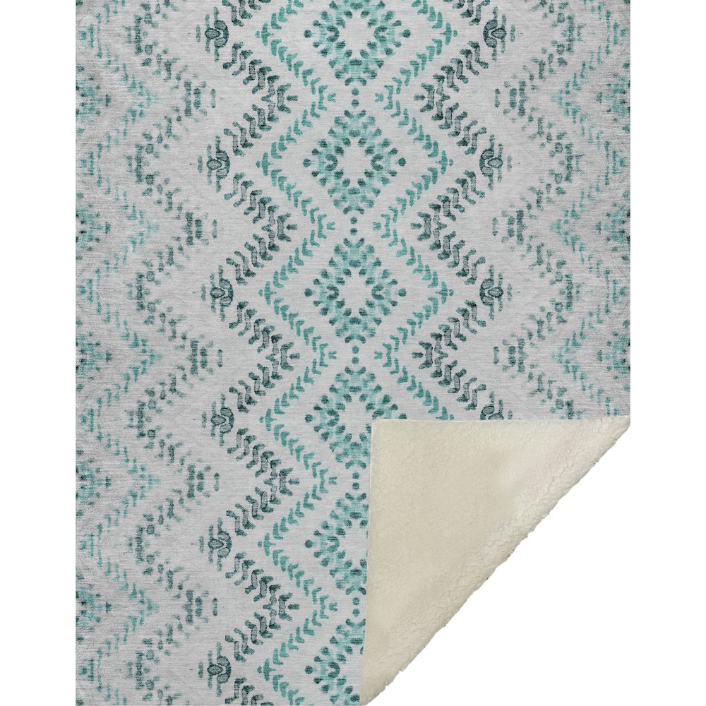 Premium Machine Washable ASB684 Teal 50" x 70" Sherpa Throw Blanket. Picture 1