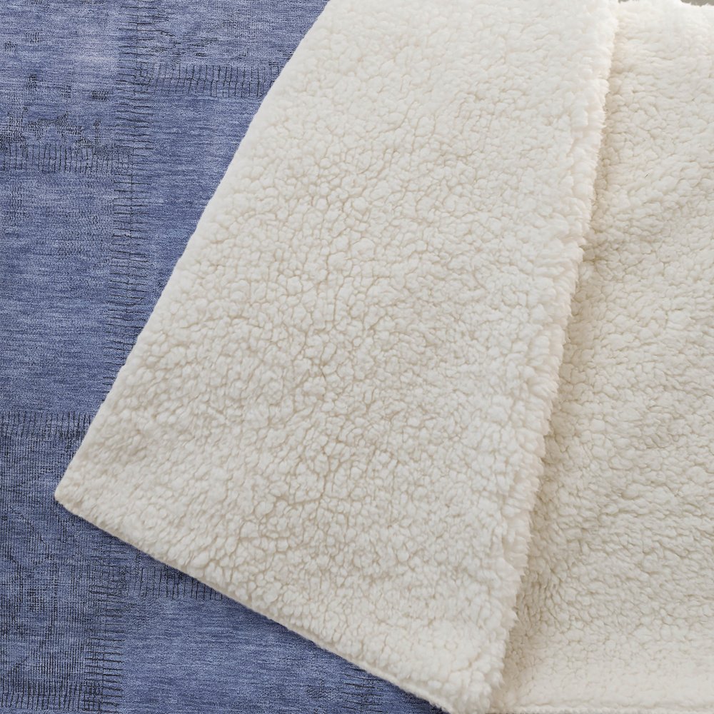 Premium Machine Washable ASB685 Blue 50" x 70" Sherpa Throw Blanket. Picture 2