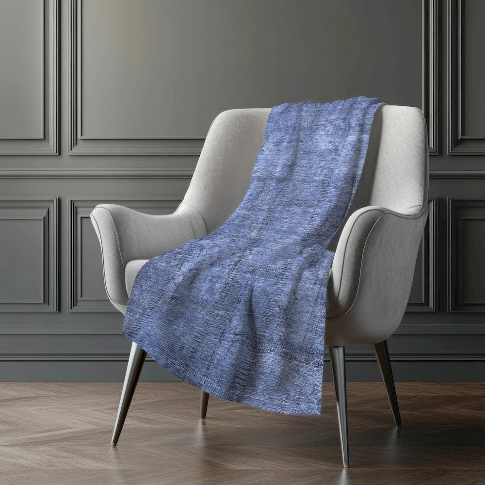 Premium Machine Washable ASB685 Blue 50" x 70" Sherpa Throw Blanket. Picture 5