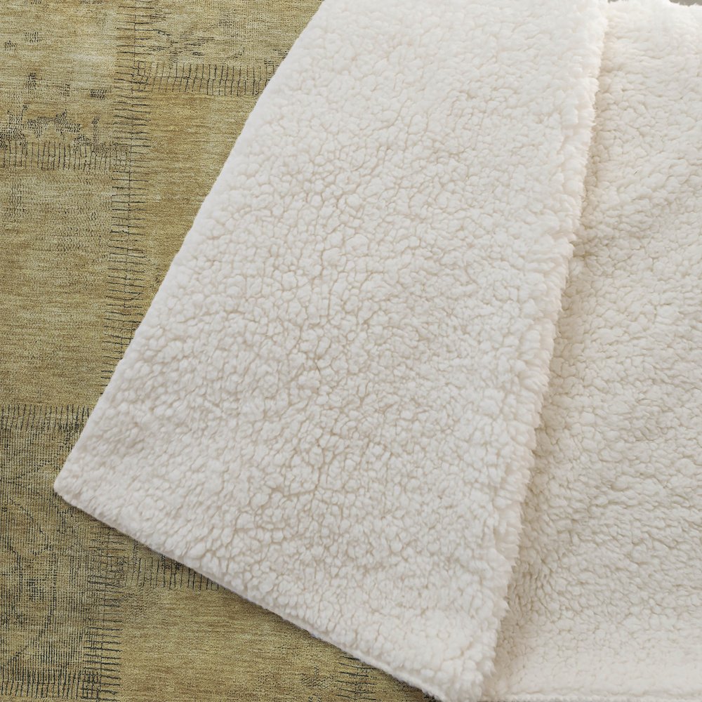 Premium Machine Washable ASB685 Gold 50" x 70" Sherpa Throw Blanket. Picture 2