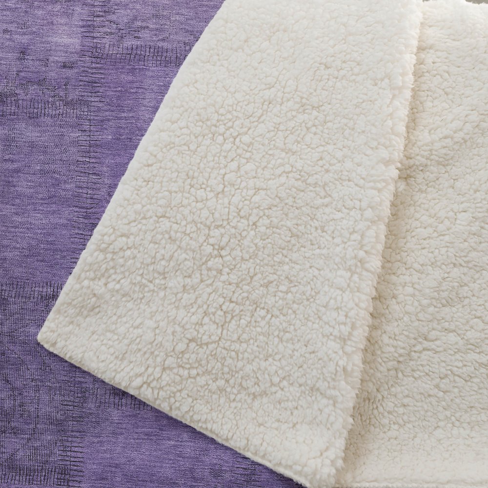 Premium Machine Washable ASB685 Purple 50" x 70" Sherpa Throw Blanket. Picture 2