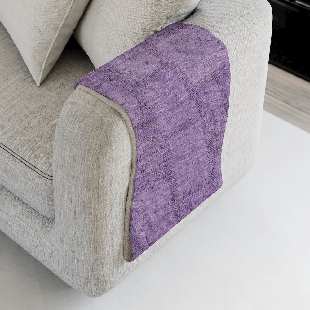 Premium Machine Washable ASB685 Purple 50" x 70" Sherpa Throw Blanket. Picture 4