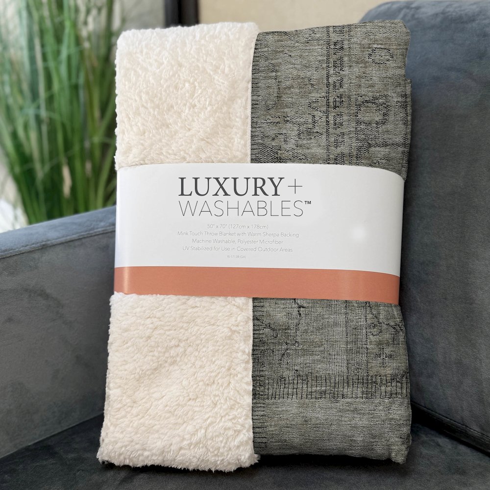 Premium Machine Washable ASB685 Taupe 50" x 70" Sherpa Throw Blanket. Picture 3