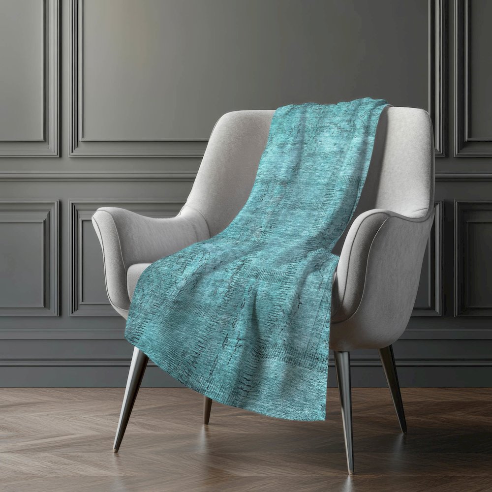 Premium Machine Washable ASB685 Teal 50" x 70" Sherpa Throw Blanket. Picture 5