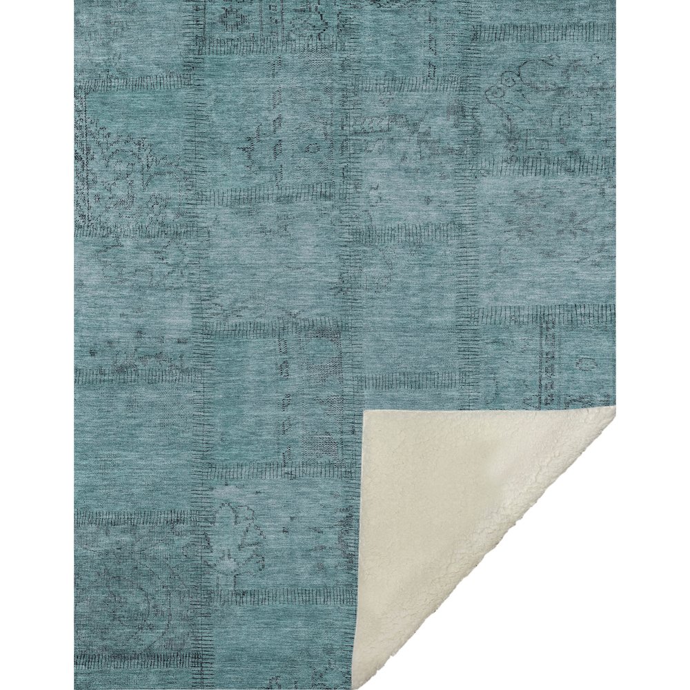 Premium Machine Washable ASB685 Teal 50" x 70" Sherpa Throw Blanket. Picture 1