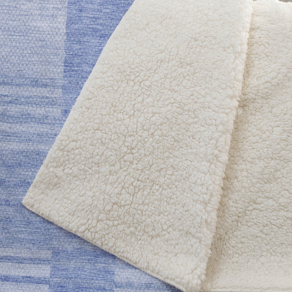Premium Machine Washable ASB686 Blue 50" x 70" Sherpa Throw Blanket. Picture 2