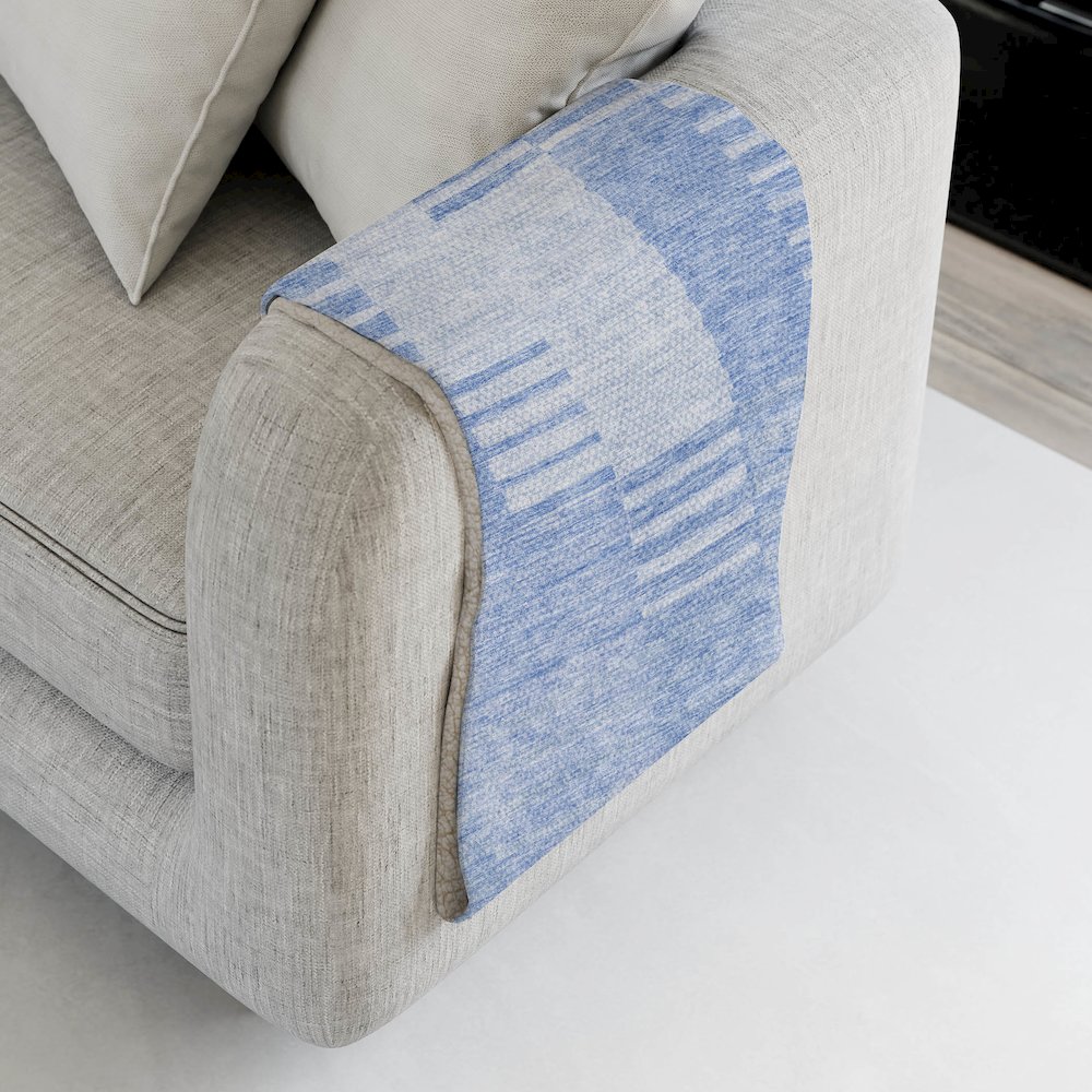 Premium Machine Washable ASB686 Blue 50" x 70" Sherpa Throw Blanket. Picture 4