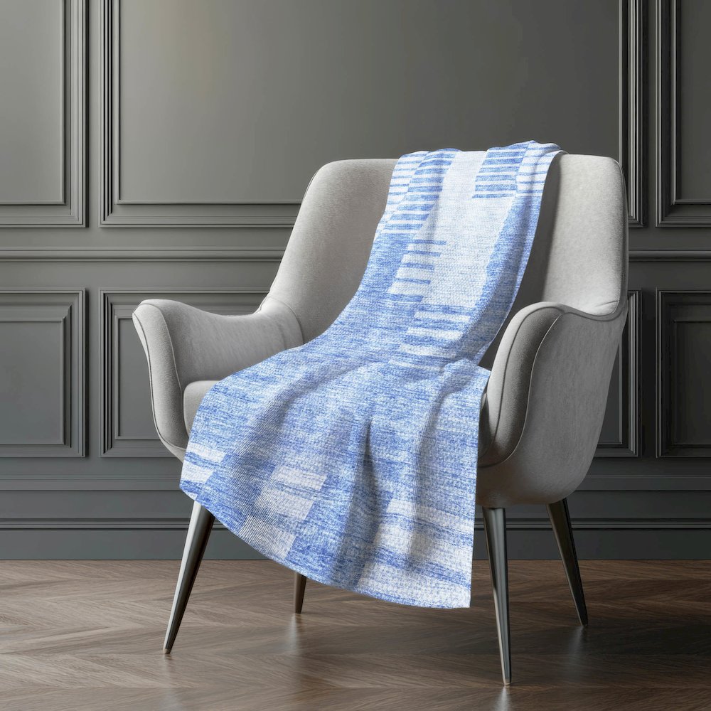 Premium Machine Washable ASB686 Blue 50" x 70" Sherpa Throw Blanket. Picture 5