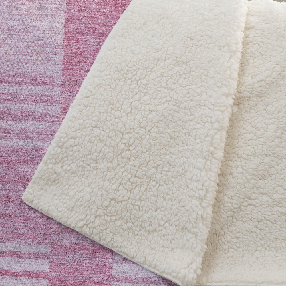 Premium Machine Washable ASB686 Pink 50" x 70" Sherpa Throw Blanket. Picture 2