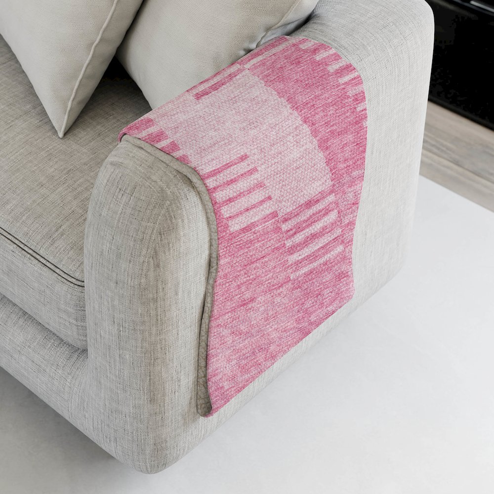 Premium Machine Washable ASB686 Pink 50" x 70" Sherpa Throw Blanket. Picture 4