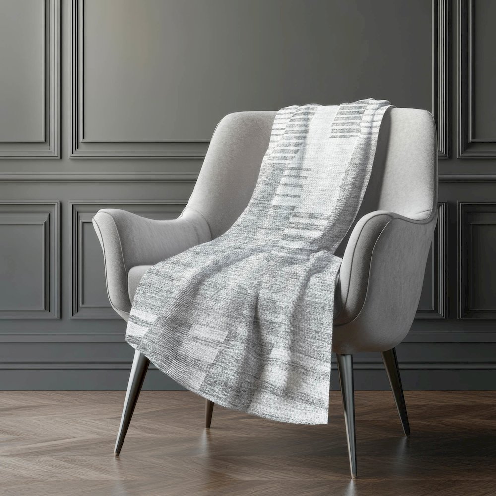 Premium Machine Washable ASB686 Silver 50" x 70" Sherpa Throw Blanket. Picture 5
