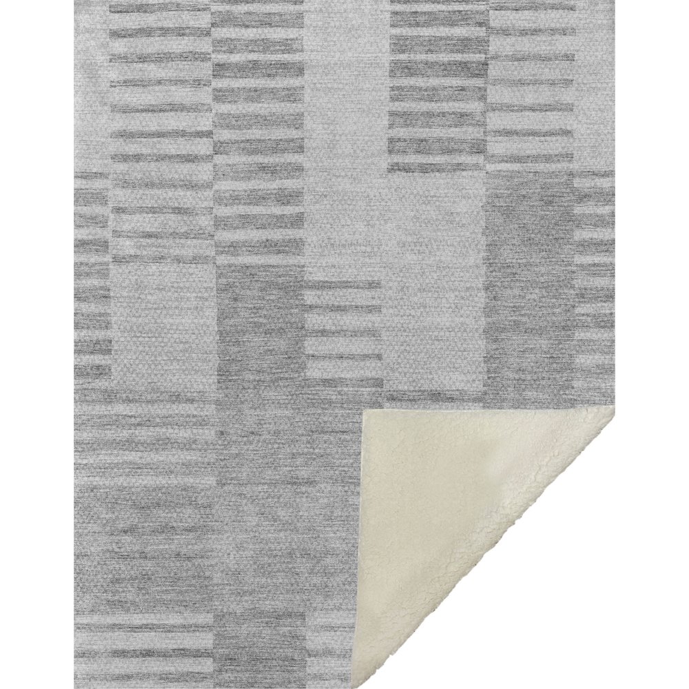 Premium Machine Washable ASB686 Silver 50" x 70" Sherpa Throw Blanket. Picture 1