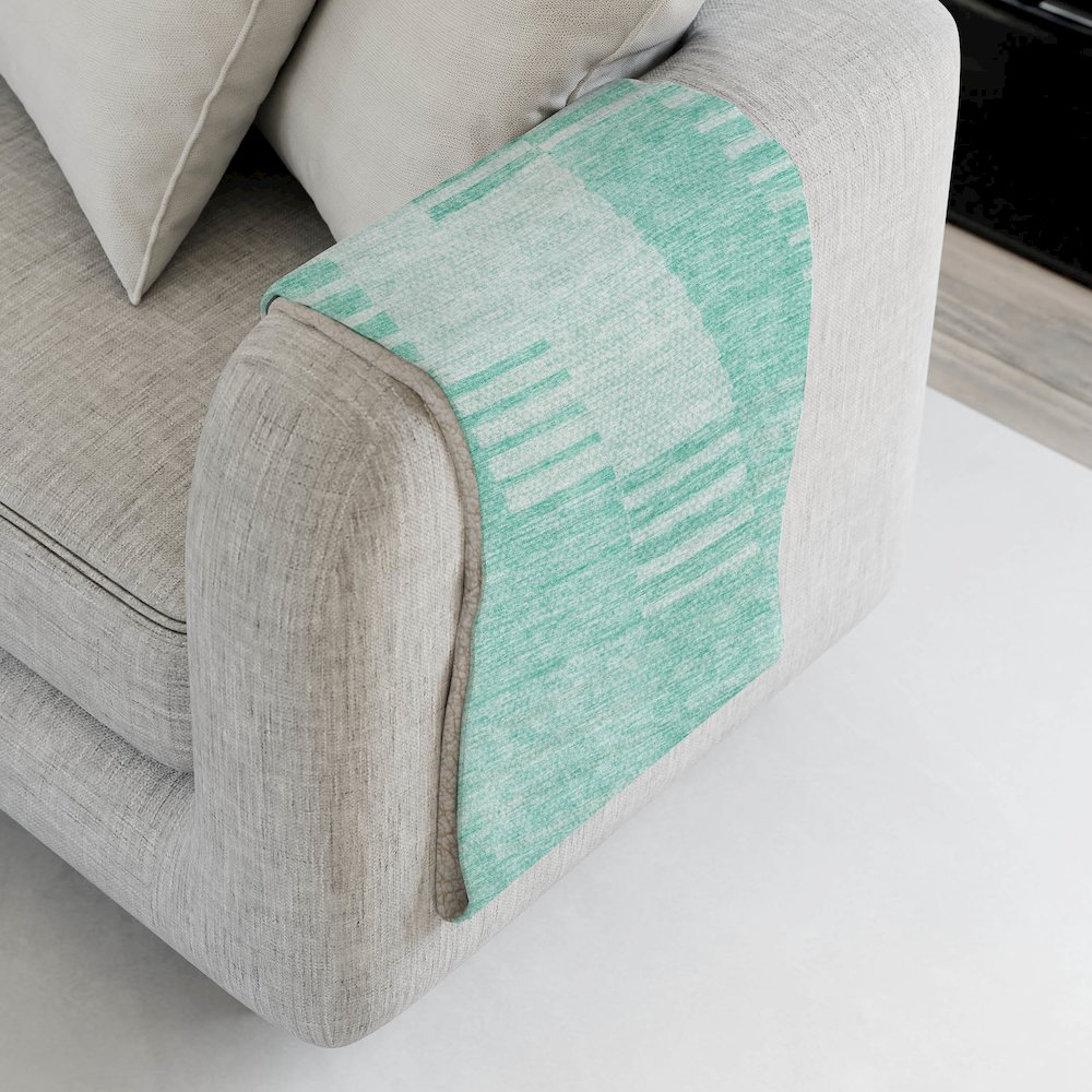 Premium Machine Washable ASB686 Teal 50" x 70" Sherpa Throw Blanket. Picture 4