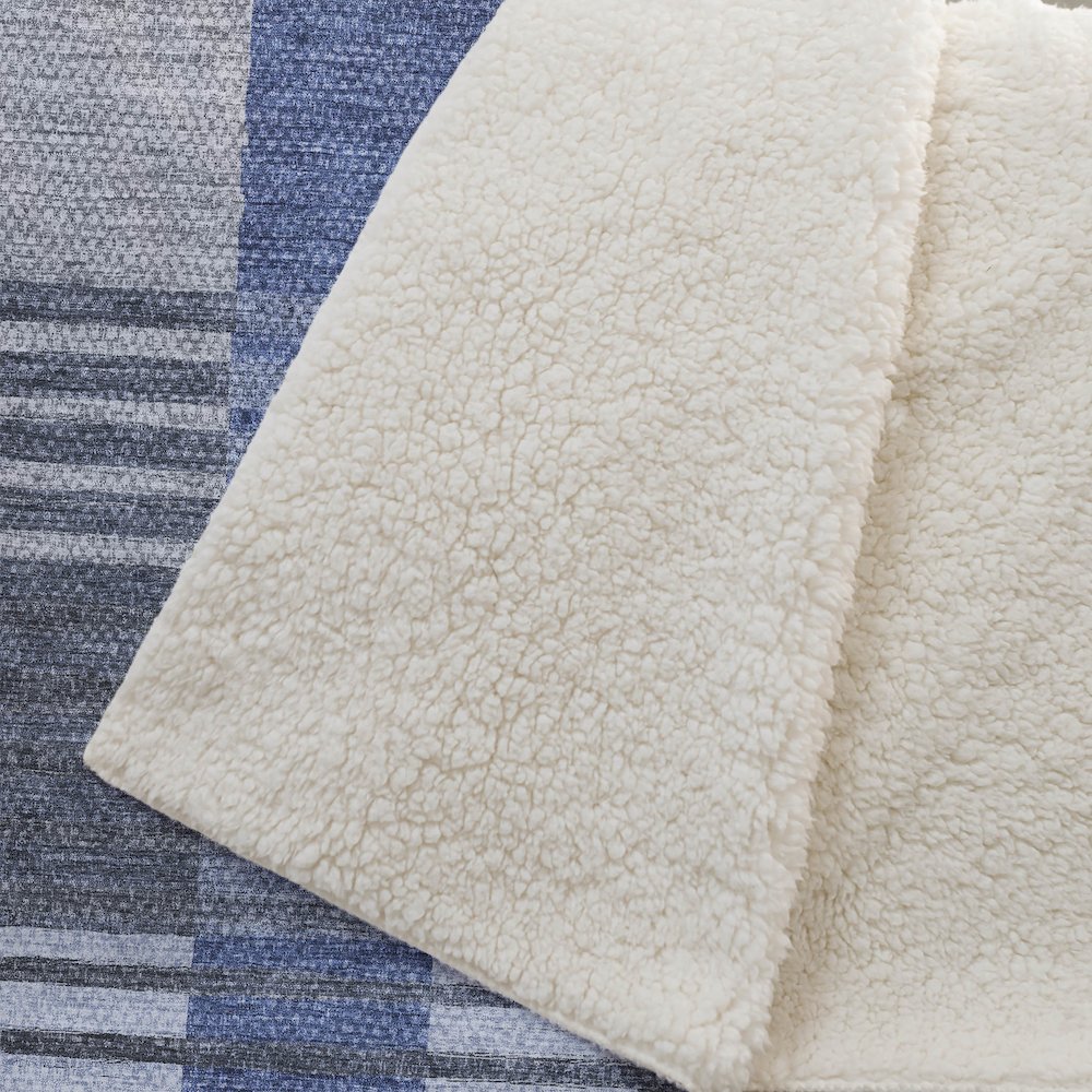 Premium Machine Washable ASB687 Blue 50" x 70" Sherpa Throw Blanket. Picture 2