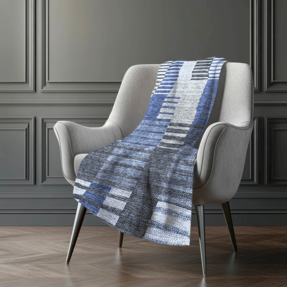 Premium Machine Washable ASB687 Blue 50" x 70" Sherpa Throw Blanket. Picture 5