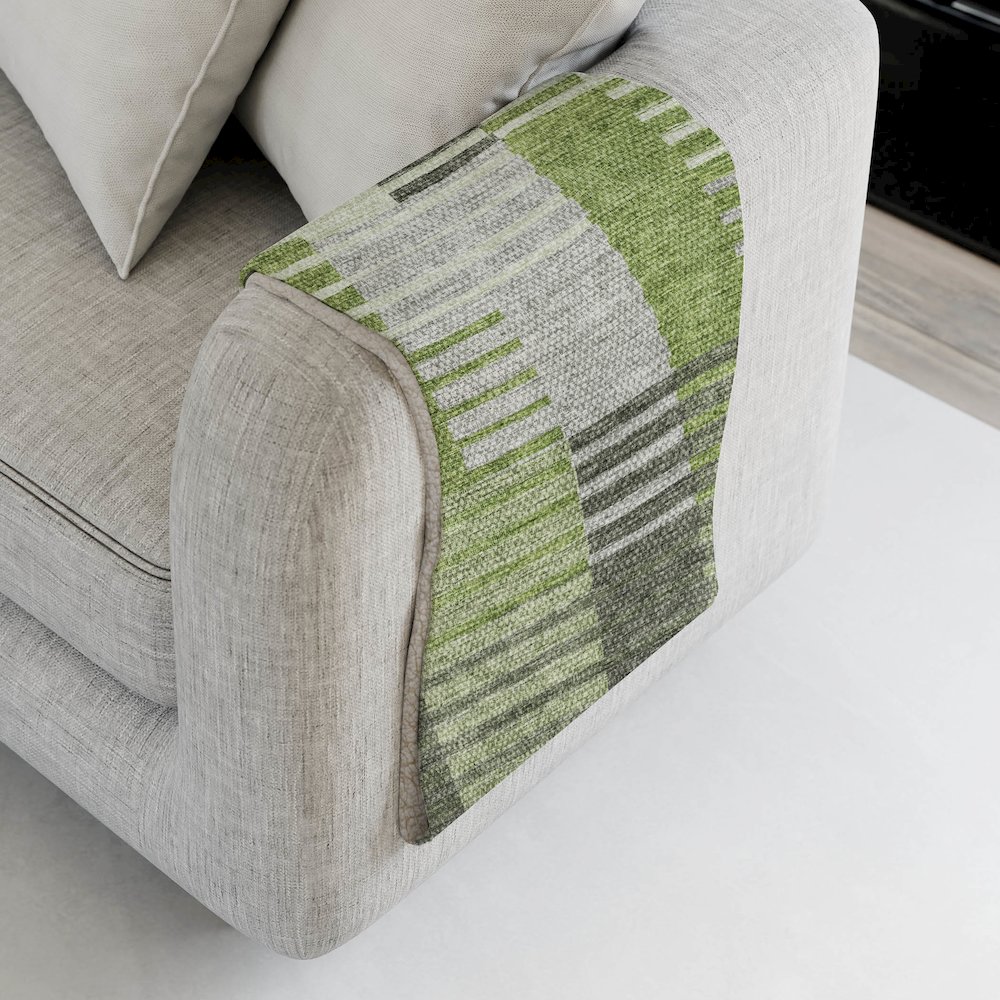 Premium Machine Washable ASB687 Green 50" x 70" Sherpa Throw Blanket. Picture 4