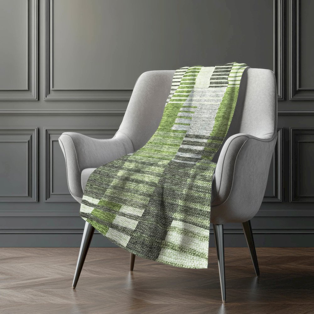 Premium Machine Washable ASB687 Green 50" x 70" Sherpa Throw Blanket. Picture 5