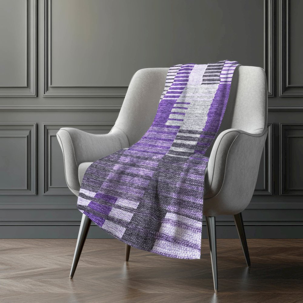 Premium Machine Washable ASB687 Purple 50" x 70" Sherpa Throw Blanket. Picture 5