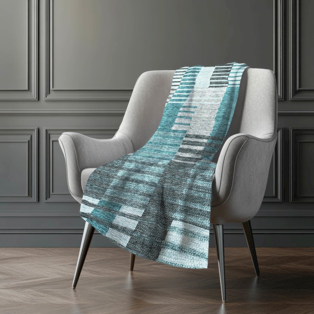 Premium Machine Washable ASB687 Teal 50" x 70" Sherpa Throw Blanket. Picture 5