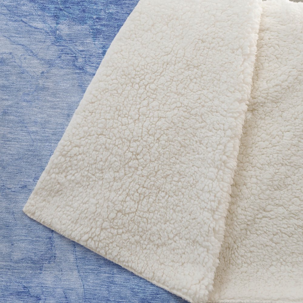 Premium Machine Washable ASB688 Blue 50" x 70" Sherpa Throw Blanket. Picture 2