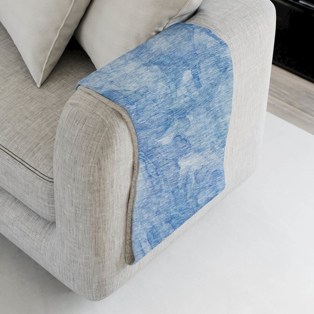 Premium Machine Washable ASB688 Blue 50" x 70" Sherpa Throw Blanket. Picture 4