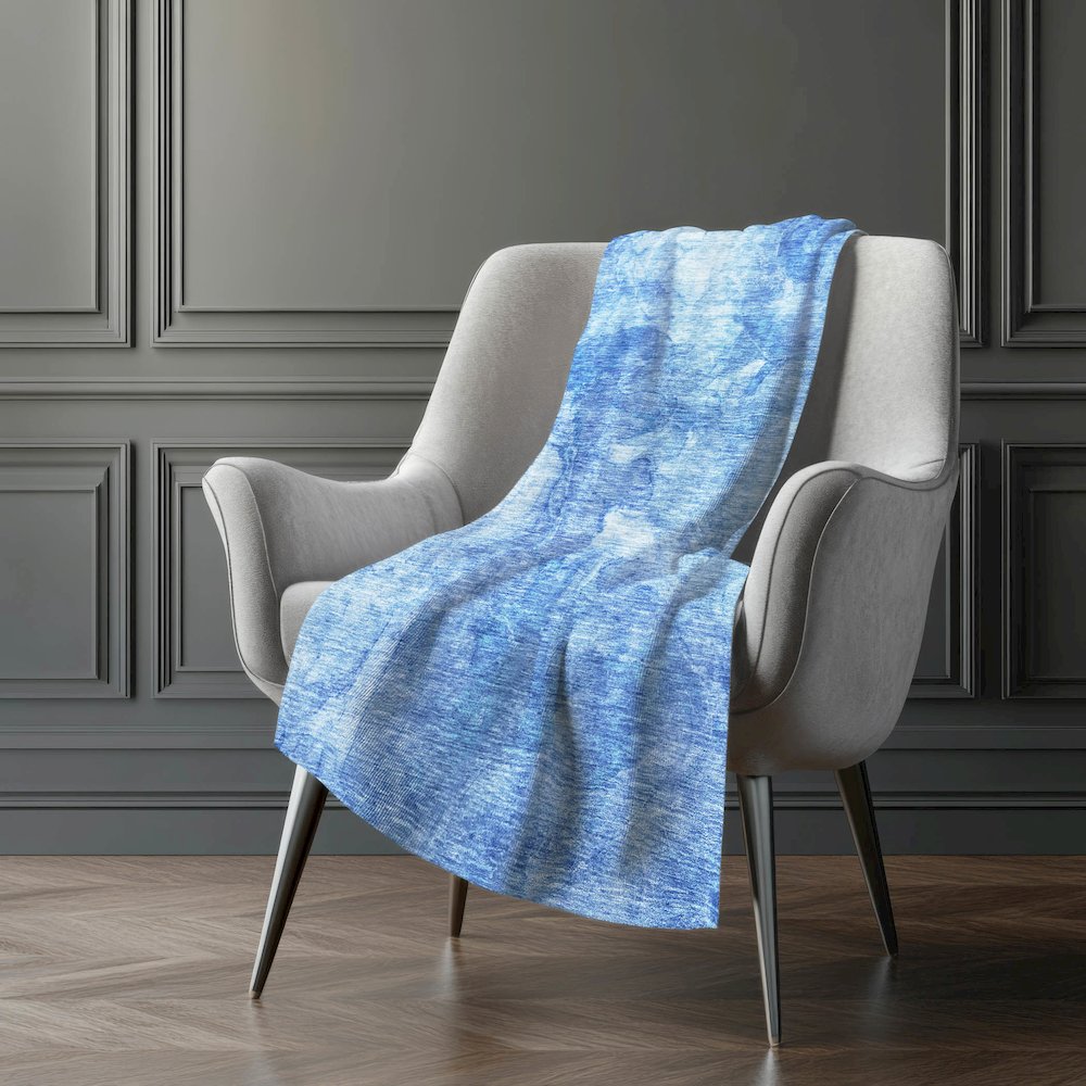 Premium Machine Washable ASB688 Blue 50" x 70" Sherpa Throw Blanket. Picture 5