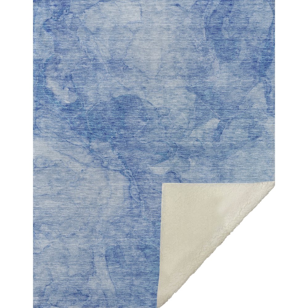 Premium Machine Washable ASB688 Blue 50" x 70" Sherpa Throw Blanket. Picture 1
