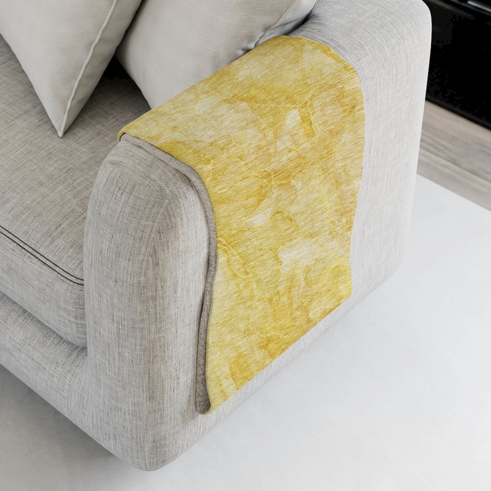 Premium Machine Washable ASB688 Gold 50" x 70" Sherpa Throw Blanket. Picture 4