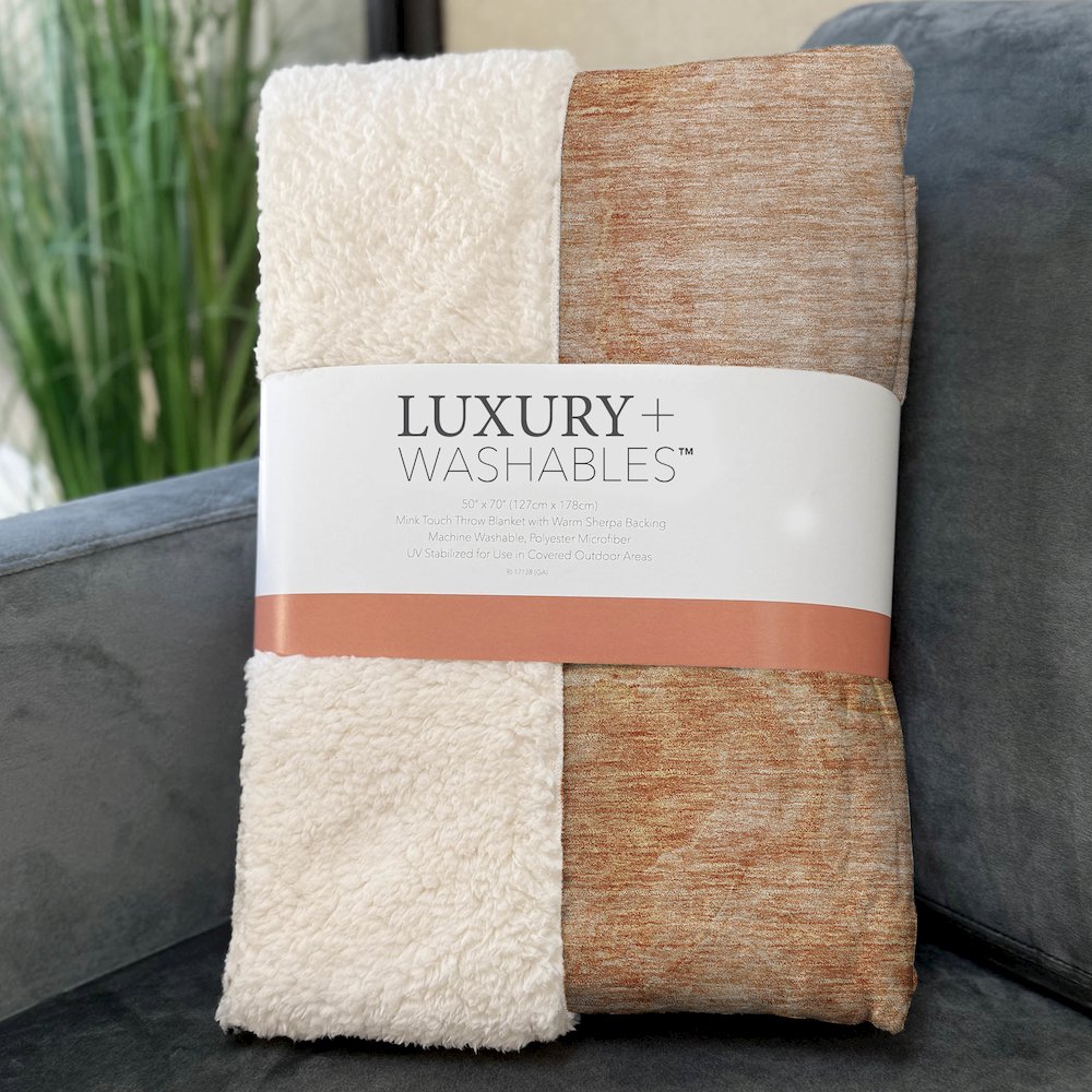 Premium Machine Washable ASB688 Salmon 50" x 70" Sherpa Throw Blanket. Picture 3