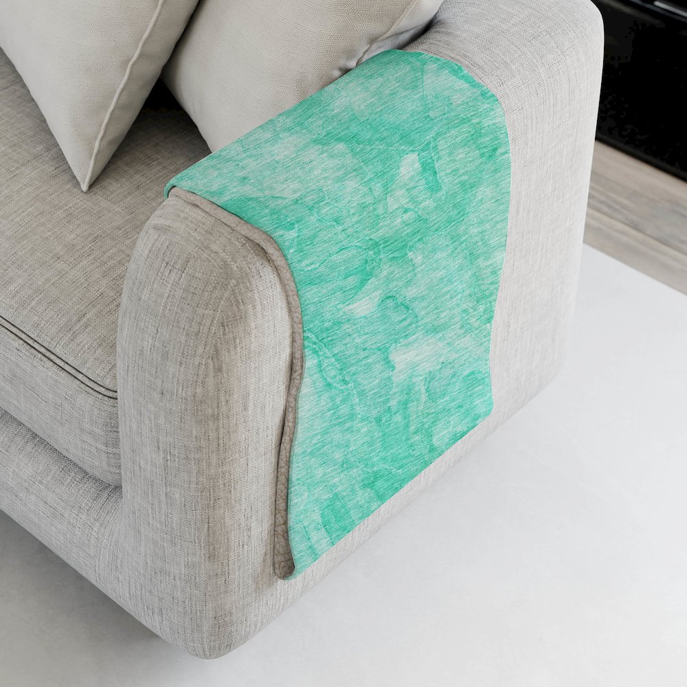 Premium Machine Washable ASB688 Teal 50" x 70" Sherpa Throw Blanket. Picture 4
