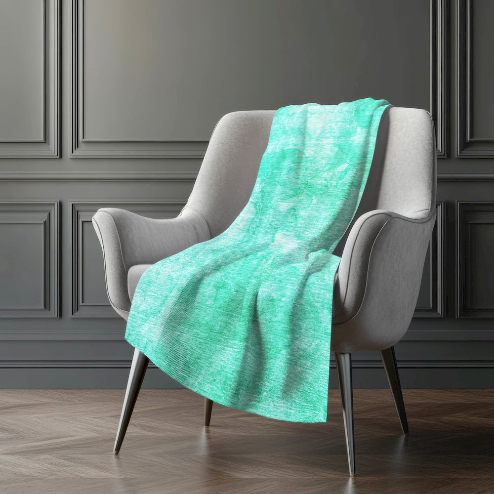 Premium Machine Washable ASB688 Teal 50" x 70" Sherpa Throw Blanket. Picture 5