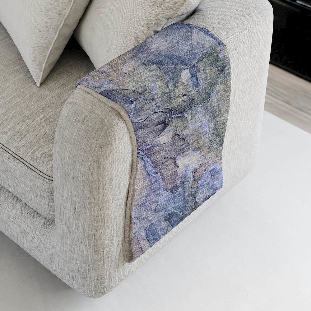 Premium Machine Washable ASB689 Blue 50" x 70" Sherpa Throw Blanket. Picture 4
