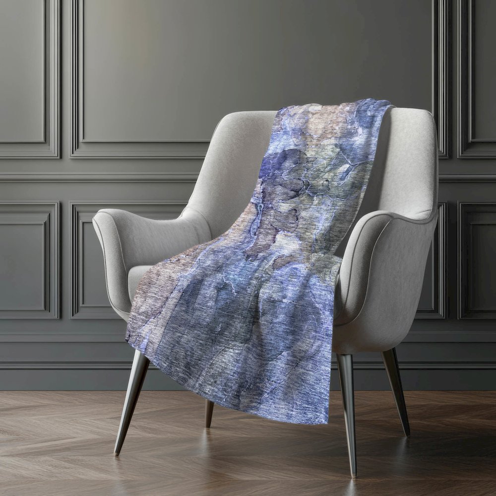 Premium Machine Washable ASB689 Blue 50" x 70" Sherpa Throw Blanket. Picture 5