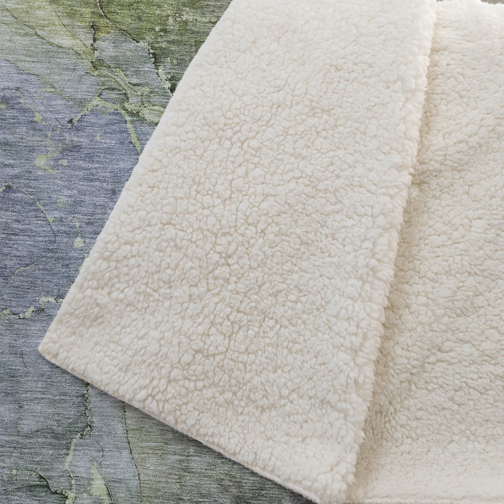 Premium Machine Washable ASB689 Olive 50" x 70" Sherpa Throw Blanket. Picture 2