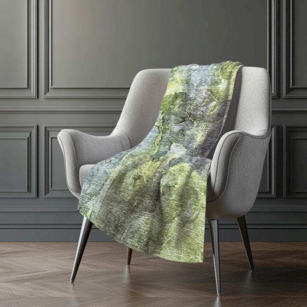 Premium Machine Washable ASB689 Olive 50" x 70" Sherpa Throw Blanket. Picture 5