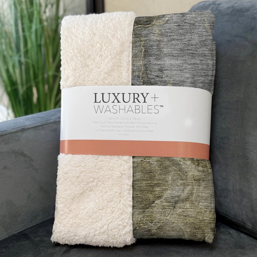 Premium Machine Washable ASB689 Taupe 50" x 70" Sherpa Throw Blanket. Picture 3