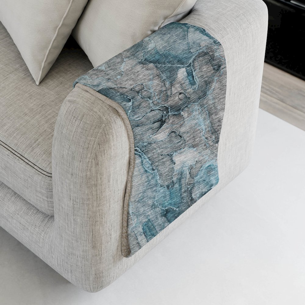 Premium Machine Washable ASB689 Teal 50" x 70" Sherpa Throw Blanket. Picture 4