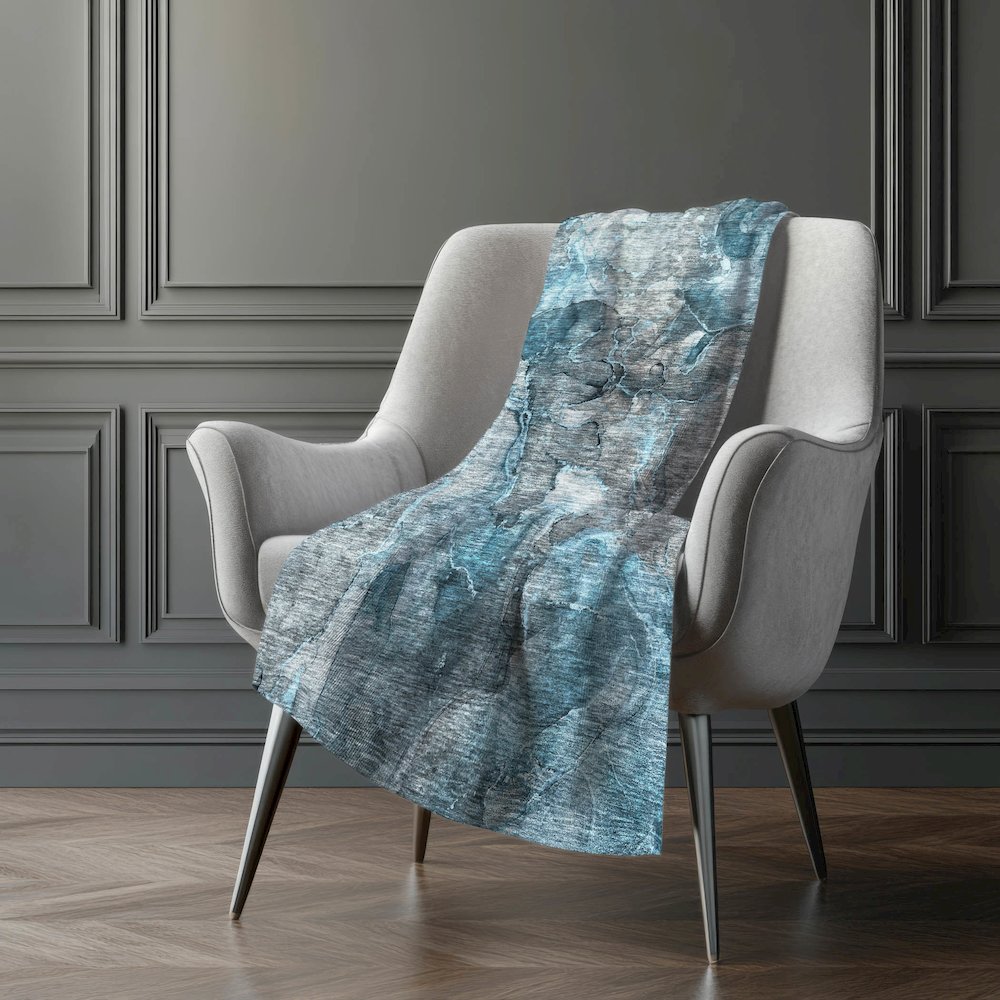 Premium Machine Washable ASB689 Teal 50" x 70" Sherpa Throw Blanket. Picture 5