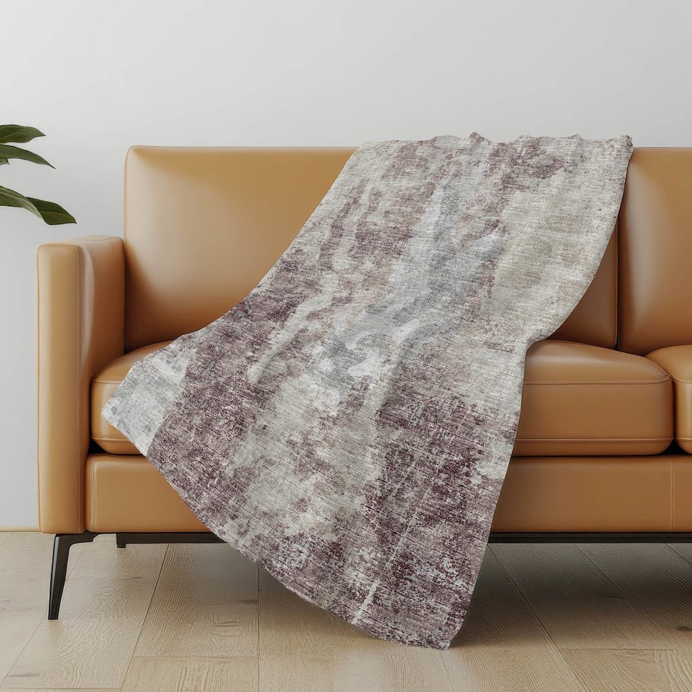 Premium Machine Washable ASB68 Plum 50" x 70" Sherpa Throw Blanket. Picture 4